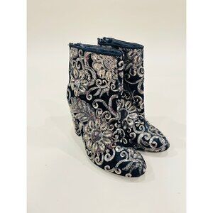 Wild Diva Black Gold Sequin Goth Glam Boots Womens 7